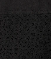 Scully Denim Lace Voile Point Collar Long Sleeve Button Front Jacket
