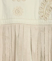 Scully Embroidered and Fringe Detailed Western Denim Jean Statement Jacket
