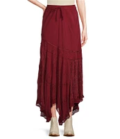 Scully Embroidered Handkerchief Hem Maxi Skirt