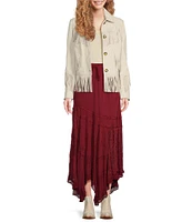 Scully Embroidered Handkerchief Hem Maxi Skirt