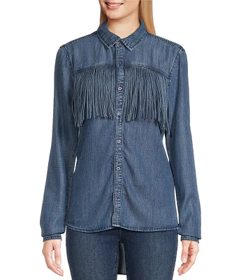 Scully Fringe Button Front Chambray Shirt