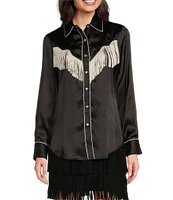 Scully Fringe Collared Long Sleeve Blouse