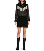 Scully Fringe Collared Long Sleeve Blouse