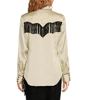 Scully Fringe Collared Long Sleeve Blouse