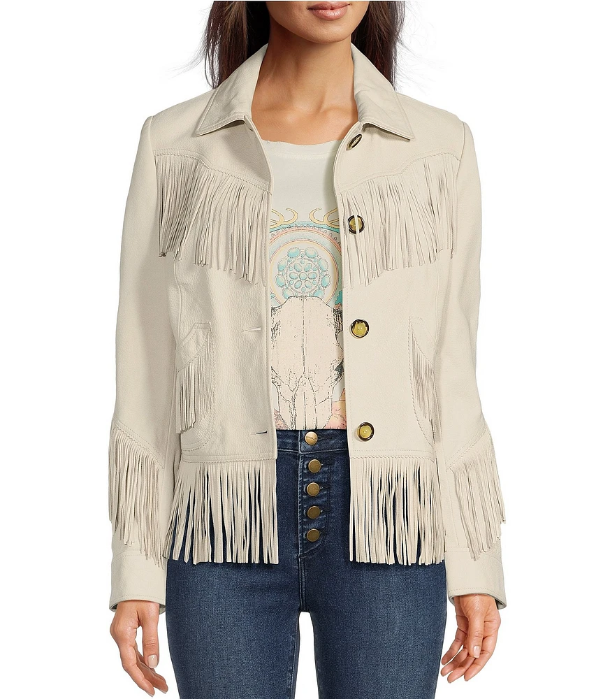 Scully Genuine Leather Fringe Button Front Jacket