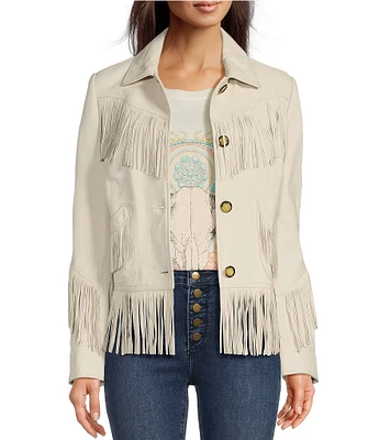 Scully Genuine Leather Fringe Button Front Jacket