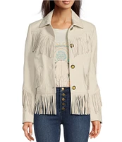 Scully Genuine Leather Fringe Button Front Jacket