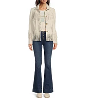 Scully Genuine Leather Fringe Button Front Jacket
