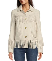 Scully Genuine Leather Fringe Button Front Jacket