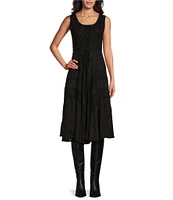 Scully Sleeveless Lace-Up Embroidered Floral Jacquard Tie Waist Midi Dress
