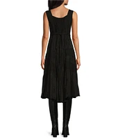 Scully Sleeveless Lace-Up Embroidered Floral Jacquard Tie Waist Midi Dress