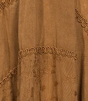 Scully Sleeveless Lace-Up Embroidered Floral Jacquard Tie Waist Midi Dress