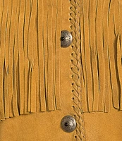 Scully Suede Leather Whipstitch Collar Fringe Jacket
