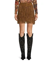 Scully Tiered Suede Fringe Skirt