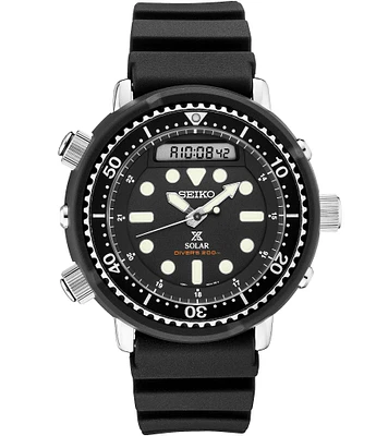 Seiko Men's Prospex Solar Hybrid Diver Black Silicone Strap Watch