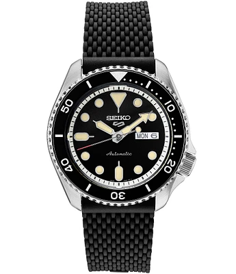 Seiko Men's Seiko 5 Sports Automatic Black Silicone Strap Watch