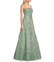 B. Darlin Sequin Floral Square Neck Ball Gown