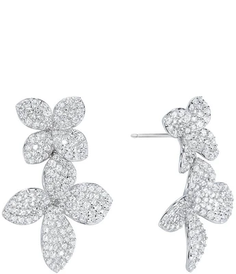 SHASHI Crystal Pave Flower Drop Earrings