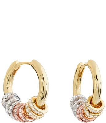 SHASHI Crystal Three Tone Gaia Pave Hoop Earrings