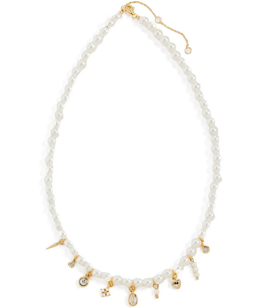 SHASHI Stephanie's Charm Pearl Collar Necklace