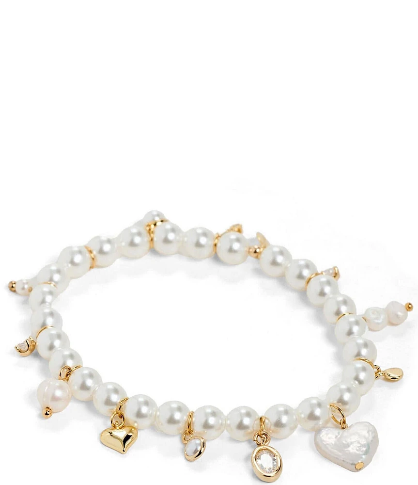 SHASHI Stephanie's Charm Pearl Crystal Stretch Bracelet