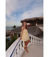 Gianni Bini x Shea Leigh Mills Limoncello Floral Print Sleeveless Satin Mini Baby Doll Romper