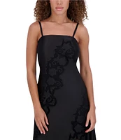 SIENA Embroidered Matte Satin Sleeveless A-Line Dress