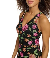 SIENA Floral Embroidered Mesh V-Neck Sleeveless Dress