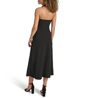 SIENA Halter V-Neck Sleeveless Wrap Front Midi Dress