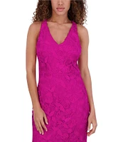 SIENA Lace V-Neck Sleeveless Strappy Back Flounce Hem Mermaid Midi Dress