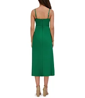 SIENA Matte Satin V-Neck Sleeveless Spaghetti Straps Slip Midi Dress