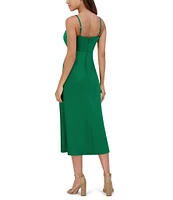 SIENA Matte Satin V-Neck Sleeveless Spaghetti Straps Slip Midi Dress