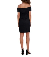SIENA Off-The-Shoulder Floral Embroidered Mesh Sheath Dress