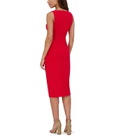 SIENA Sleeveless Twist Front Crepe Faux Wrap Midi Dress