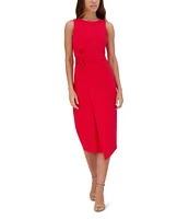 SIENA Sleeveless Twist Front Crepe Faux Wrap Midi Dress