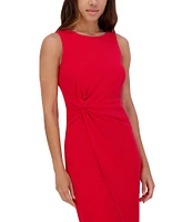 SIENA Sleeveless Twist Front Crepe Faux Wrap Midi Dress