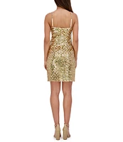 SIENA V-Neck Sleeveless Sequined Mesh Sheath Dress