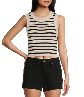 Signature 8 Crew Neck Sleeveless Stripe Rib Tank Top