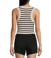Signature 8 Crew Neck Sleeveless Stripe Rib Tank Top