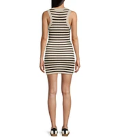 Signature 8 Crew Neck Sleeveless Stripe Knit Mini Dress