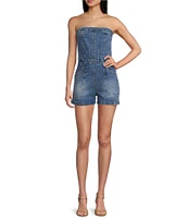 Signature 8 Strapless Denim Rhinestone Romper
