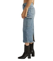 Silver Jeans Co. High Rise Cargo Denim Midi Skirt