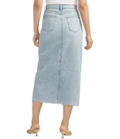 Silver Jeans Co. High Rise Front Slit Denim Midi Skirt