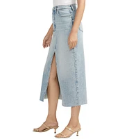 Silver Jeans Co. High Rise Front Slit Denim Midi Skirt