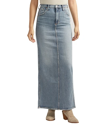 Silver Jeans Co. High Rise Power Stretch Denim Column Maxi Skirt