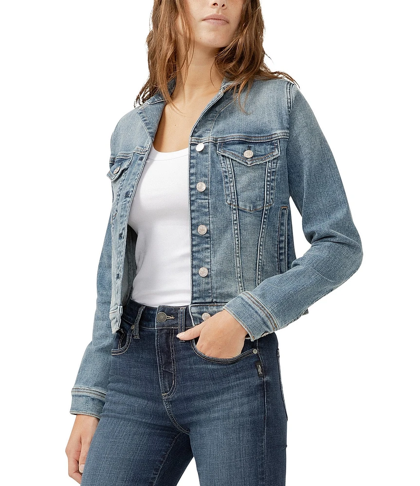 Silver Jeans Co. Long Sleeve Cropped Denim Jacket