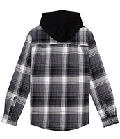 Silver Jeans Co. Long Sleeve Plaid Flannel Hoodie