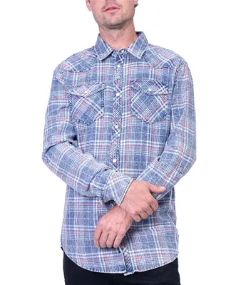 Silver Jeans Co. Long Sleeve Plaid Yarn Dyed Western Style Woven Shirt