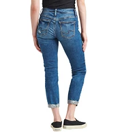 Silver Jeans Co. Mid-Rise Button Fly Roll Cuff Boyfriend Jeans