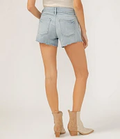 Silver Jeans Co. Mid Rise Curvy Fit Frayed Hem Denim Boyfriend Shorts
